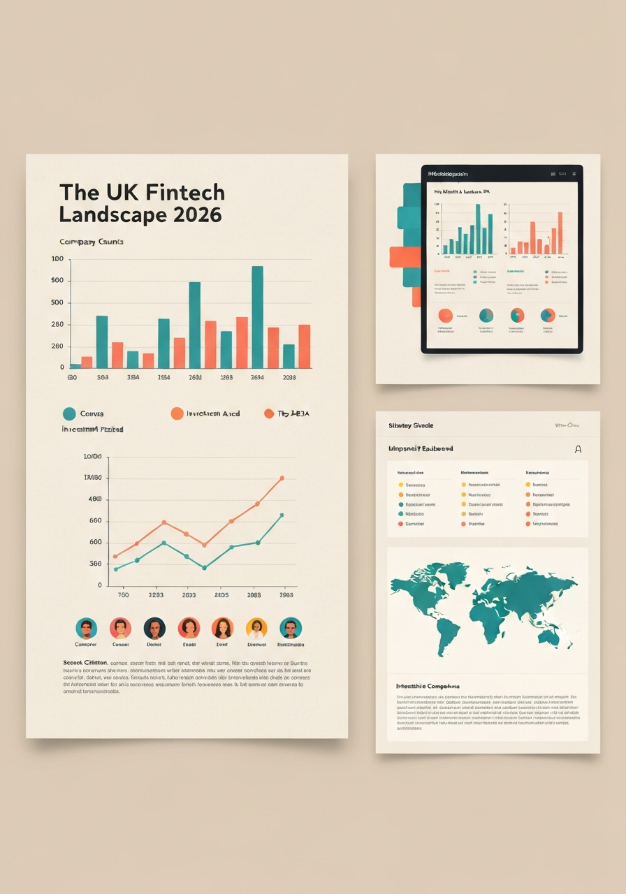Composite of three real infographic thumbnails: a static long-form, an animated frame, and an interactive dashboard, on warm off-white paper.